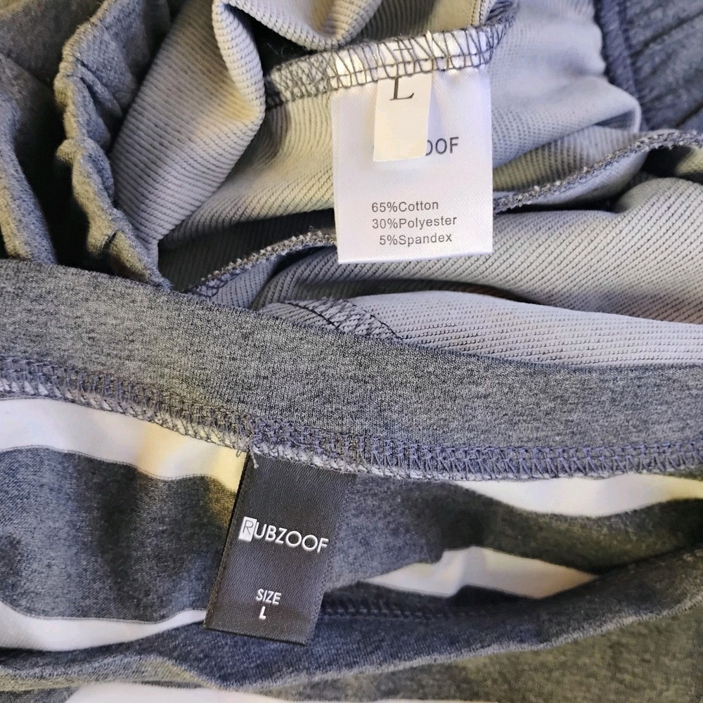 Rubzoof 2 Piece Outfit Gray Striped Womens Large Lightweight Lounge Travel - Picture 8 of 16